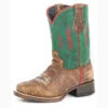 Roper Kid's Tan And Turquoise Thunder Square Toe Boot 1 Roper Kid's Tan And Turquoise Thunder Square Toe Boot -Western Cowboy Equipment 0901870221490