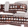 Women's Brown Gator Rhinestone Stud Belt 1 Women's Brown Gator Rhinestone Stud Belt -Western Cowboy Equipment 113 brown