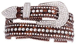 Women's Brown Gator Rhinestone Stud Belt 3 Women's Brown Gator Rhinestone Stud Belt