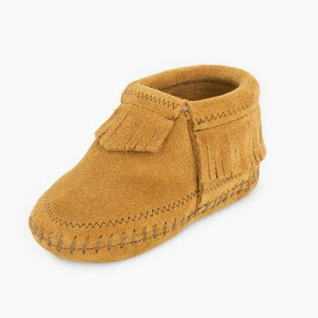 Taupe Suede Infant Minnetonka Moccasin 3 Taupe Suede Infant Minnetonka Moccasin