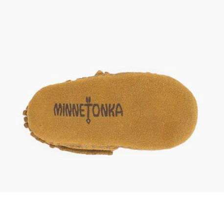 Taupe Suede Infant Minnetonka Moccasin 5 Taupe Suede Infant Minnetonka Moccasin - Image 3