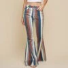 Blue Multi Striped Flare Jeans