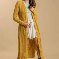 Mustard Long Knit Cardigan