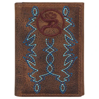Hooey Blue Boot Stitched Tri Fold Wallet 3 Hooey Blue Boot Stitched Tri Fold Wallet