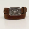 Kid's Brown Longhorn Buckle Belt -Western Cowboy Equipment 3D Boys Longhorn Buckle Belt prd 79025 s d120001202