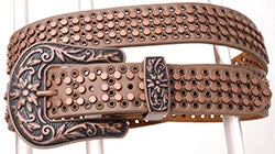 Women's Brown Laser Cut Studded Belt 3 Women's Brown Laser Cut Studded Belt