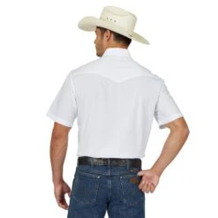 Wrangler White Short Sleeve Pearl Snap -Western Cowboy Equipment 71106WH BB02 SWFF PRD