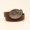 Ariat Kid's Brown Bull Rider Buckle Belt 2 Ariat Kid's Brown Bull Rider Buckle Belt -Western Cowboy Equipment Ariat Boys Belt 1 14 Floral Tabs Marble Strap Bull Rider Buckle prd 76836 s a13068021