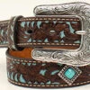 Ariat Girl's Floral Diamond Concho Turquoise Inlay Belt -Western Cowboy Equipment Ariat Girls Fashion Belt prdcode 66574 s a1302402