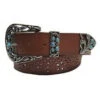 Women's Tan And Turquoise With Cutout Flower Design Belt -Western Cowboy Equipment BLT503 26