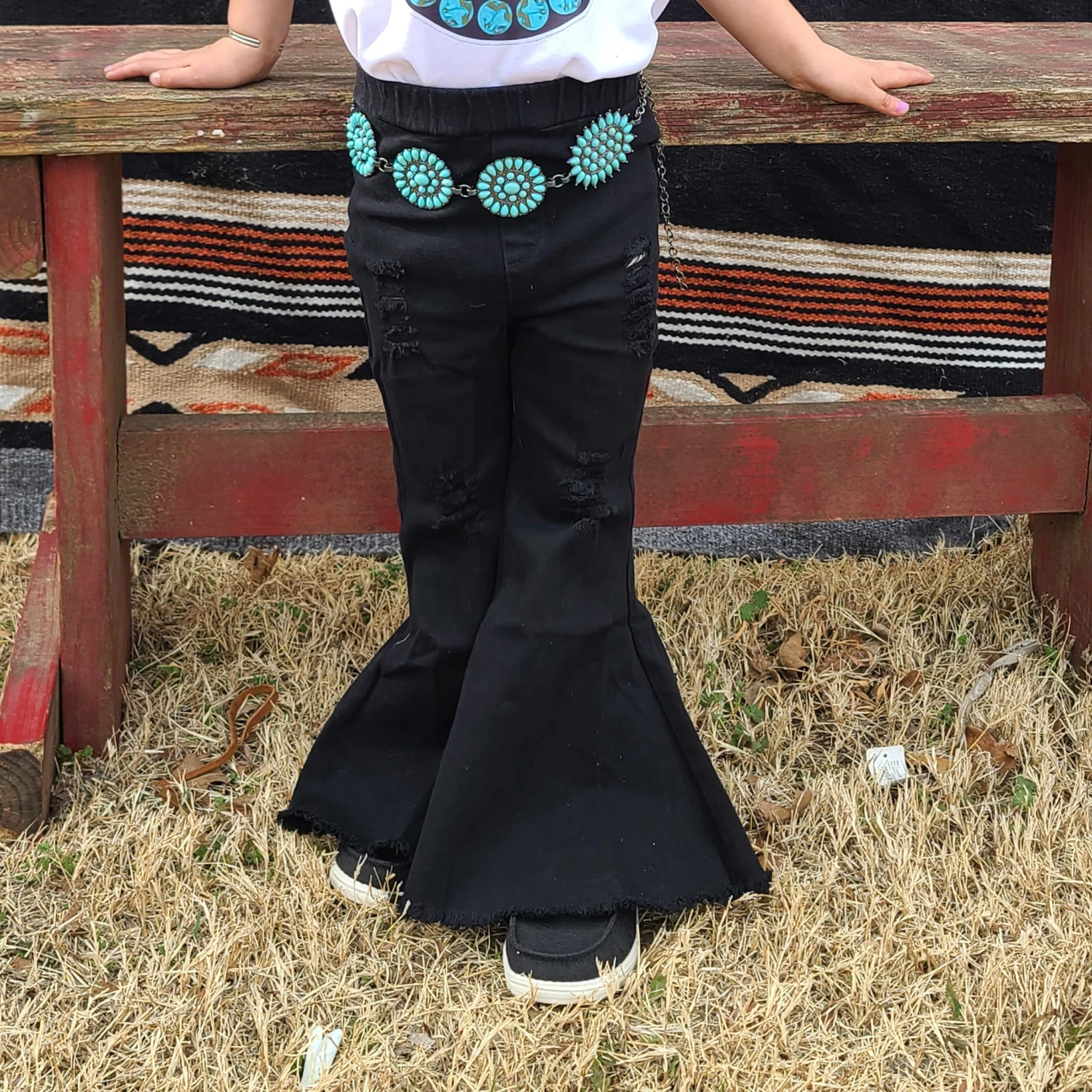 Distressed Black Toddler Bell Bottoms 3 Distressed Black Toddler Bell Bottoms