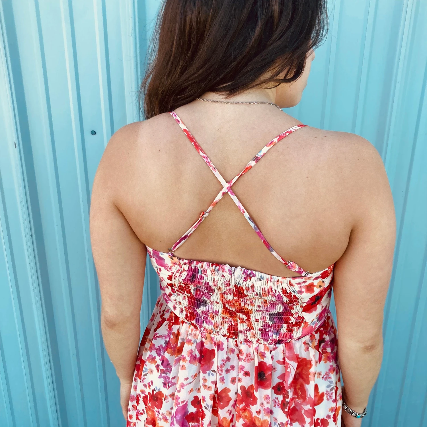 Red Floral Sless Dress 6 Red Floral Sless Dress - Image 4