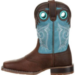 Durango Kid's Lil' Mustang Saddle Brown And Teal SQ Toe Boot 12 Durango Kid's Lil' Mustang Saddle Brown And Teal SQ Toe Boot -Western Cowboy Equipment DBT0206C 5 LARGE 8fc856e3 2e94 4507 96db 56e471d57ba3