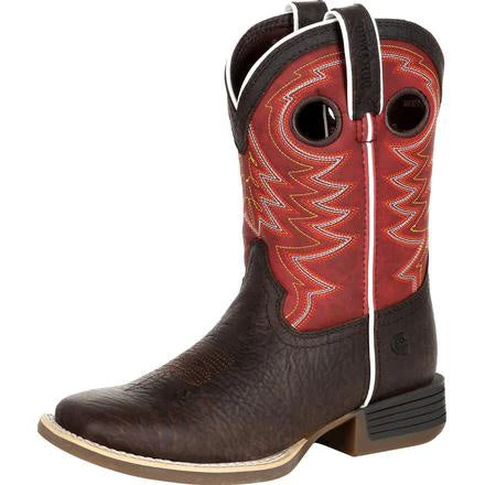 Durango Little Kid's Chestnut And Red Square Toe Boot 3 Durango Little Kid's Chestnut And Red Square Toe Boot