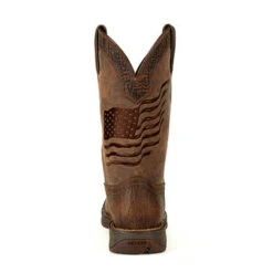 Durango Brown Distressed Flag Embroidery Square Toe Boots 11 Durango Brown Distressed Flag Embroidery Square Toe Boots -Western Cowboy Equipment DDB0314 back