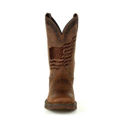 Durango Brown Distressed Flag Embroidery Square Toe Boots 10 Durango Brown Distressed Flag Embroidery Square Toe Boots -Western Cowboy Equipment DDB0314 front