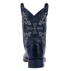 Dan Post Kid's Black Gator Print Boots 8 Dan Post Kid's Black Gator Print Boots -Western Cowboy Equipment Dan Post Western Boots Boys Al E Gator Square Toe 8 Shaft