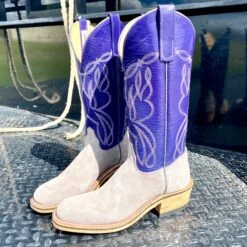 Olathe Grey And Purple Smoked Bacon Boots -Western Cowboy Equipment IMG 6161