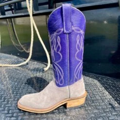 Olathe Grey And Purple Smoked Bacon Boots -Western Cowboy Equipment IMG 6162
