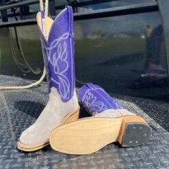 Olathe Grey And Purple Smoked Bacon Boots -Western Cowboy Equipment IMG 6164