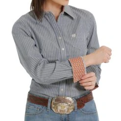 Cinch Light Blue Stripe Shirt 8 Cinch Light Blue Stripe Shirt -Western Cowboy Equipment MSW9164196 3