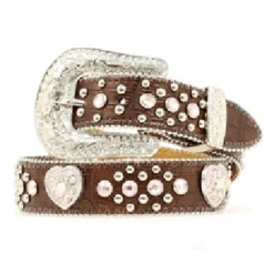 Girl's Nocona Brown Heart Concho Belt