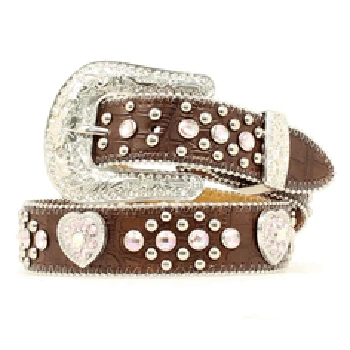 Girl's Nocona Brown Heart Concho Belt 3 Girl's Nocona Brown Heart Concho Belt
