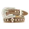 Girl's Brown Pink Cross Concho Belt