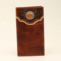 Nocona Floral Tooled With Cactus Concho Checkbook Cover
