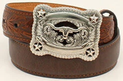 Nocona Kid's Brown Belt With Tooled Buckle
