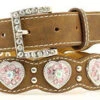 Nocona Kid's Scallop Brown Belt With Pink Hearts 2 Nocona Kid's Scallop Brown Belt With Pink Hearts -Western Cowboy Equipment Nocona Girls Fashion Heart Belt prod 64080 l N4427044