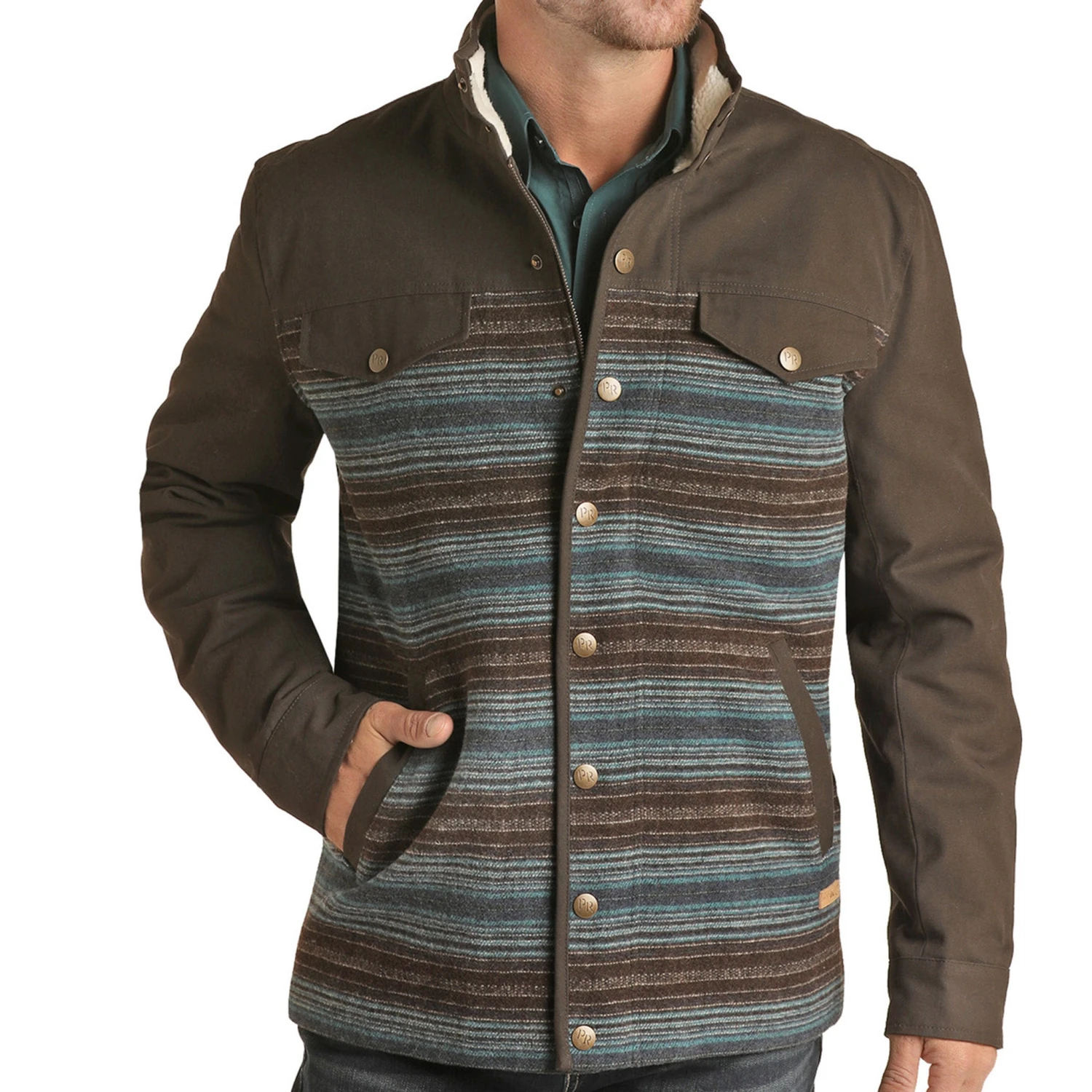 Powder River Men's Canvas And Wool Serape Jacket 3 Powder River Men's Canvas And Wool Serape Jacket