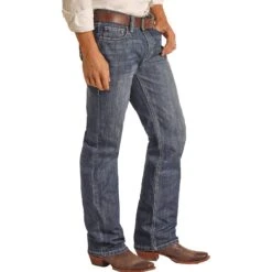 Rock & Roll Cowboy Ladder Stitch Double Barrel Jeans -Western Cowboy Equipment RRMD0SR0L5 BZ 67390