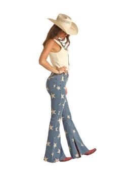 Rock & Roll Women's Light Wash Highrise Flare -Western Cowboy Equipment RRWD6HR174 A 1