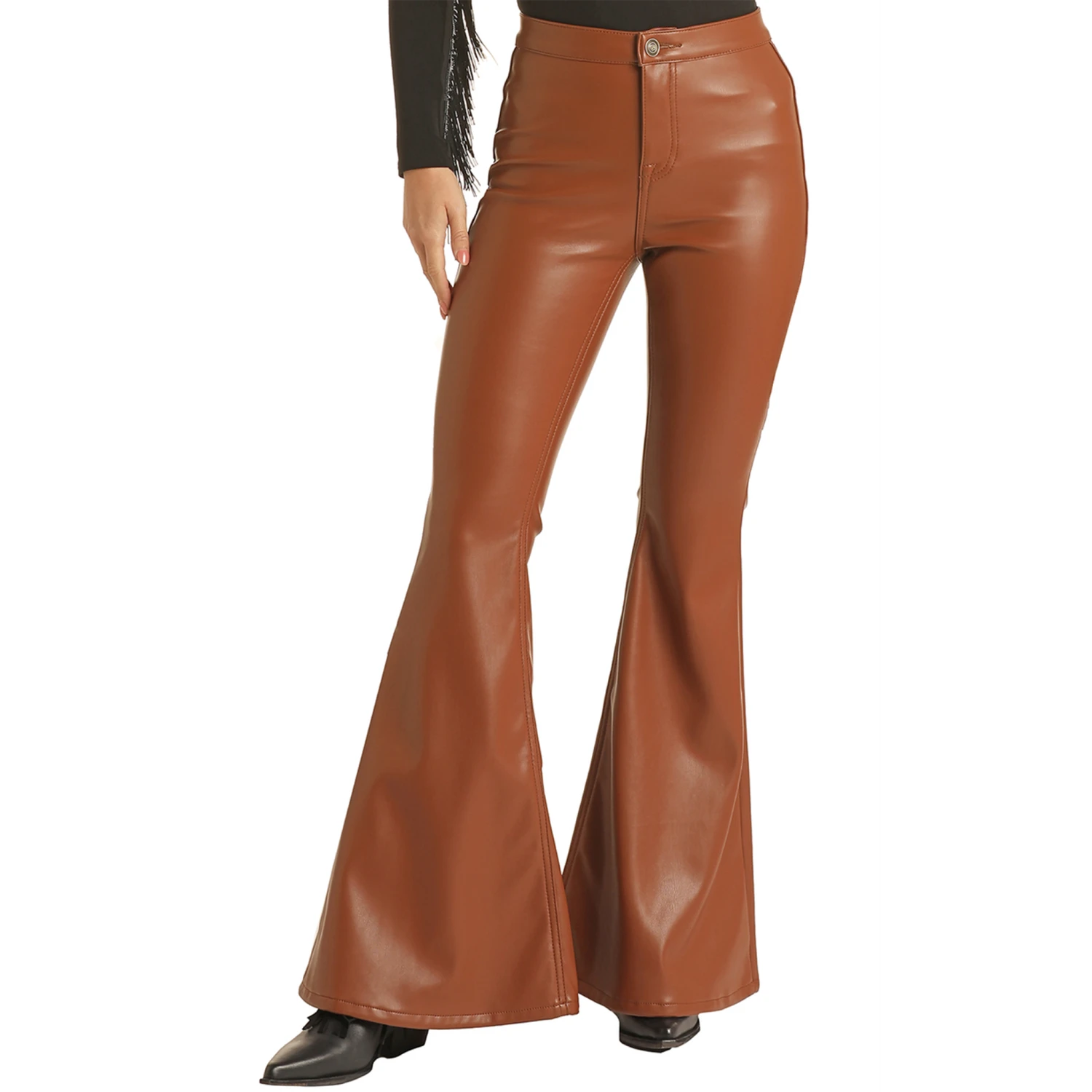 Rock & Roll Brown Pleather Bell Bottom Pants 3 Rock & Roll Brown Pleather Bell Bottom Pants
