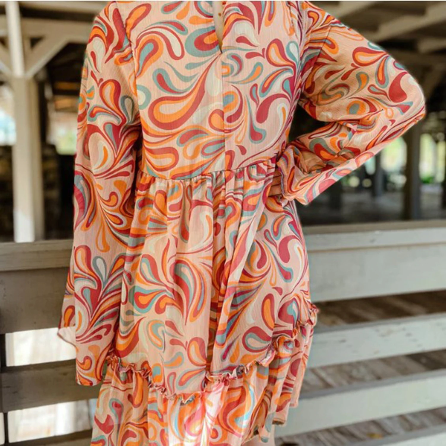 Marble Print Long Sleeve Dress 6 Marble Print Long Sleeve Dress - Image 4