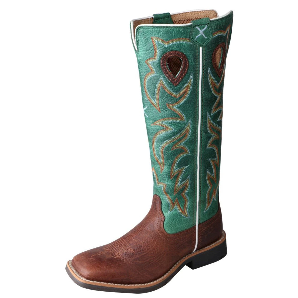 Twisted X Kid's Brown And Turquoise Buckaroo Square Toe 3 Twisted X Kid's Brown And Turquoise Buckaroo Square Toe