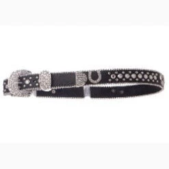 Kid's Black Rhinestone Horseshoe Belt