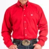 Cinch Solid Red Long Sleeve Shirt -Western Cowboy Equipment mtw1103313 1295 detail
