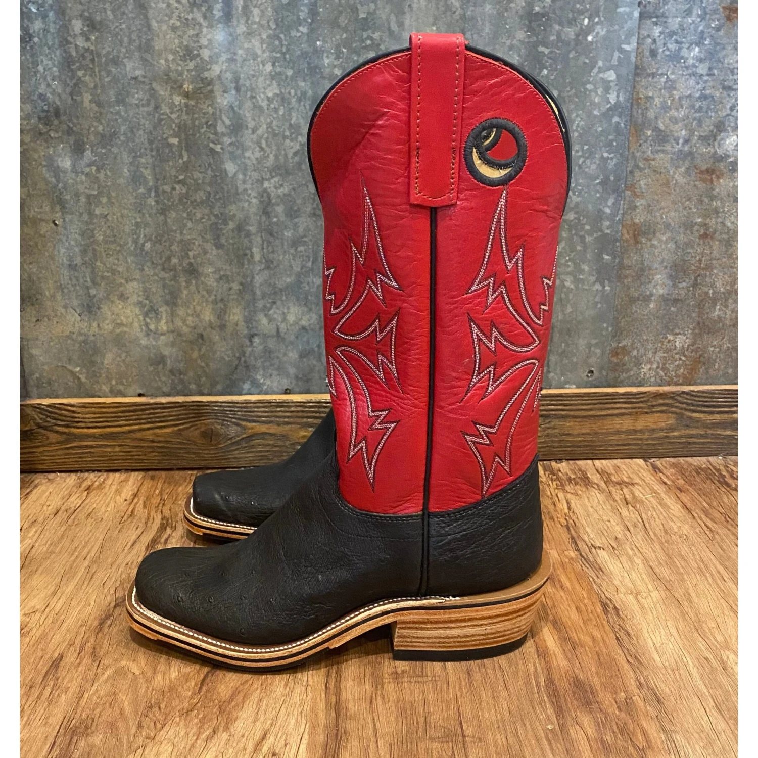 Olathe Black & Red Smooth Ostrich Boots 4 Olathe Black & Red Smooth Ostrich Boots - Image 2