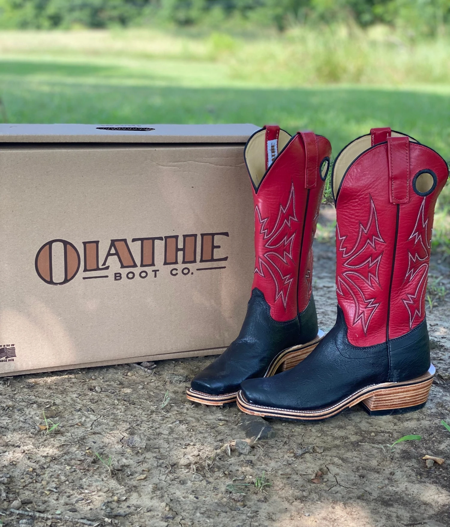 Olathe Black & Red Smooth Ostrich Boots 3 Olathe Black & Red Smooth Ostrich Boots