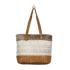 Grey Aztec And Hide Large Tote Bag